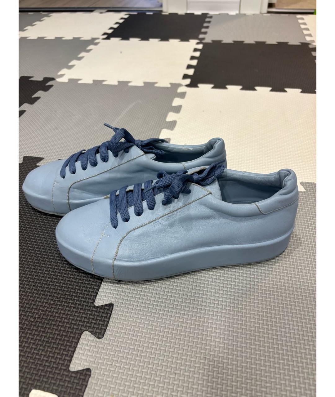 JIL SANDER Голубые кожаные кеды, фото 2