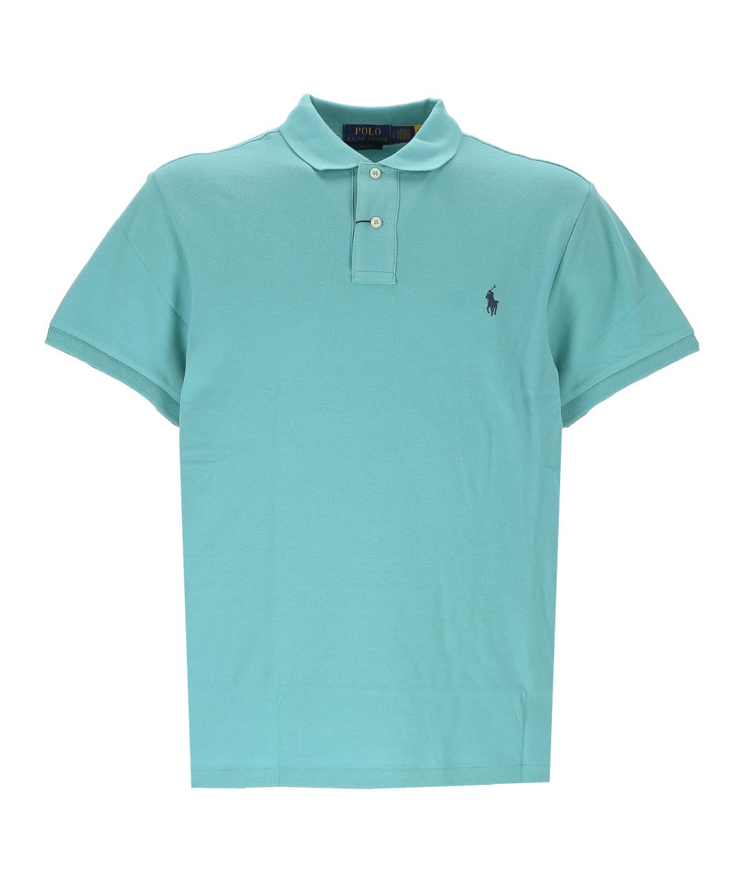 POLO RALPH LAUREN Бирюзовое хлопковое поло с коротким рукавом, фото 1