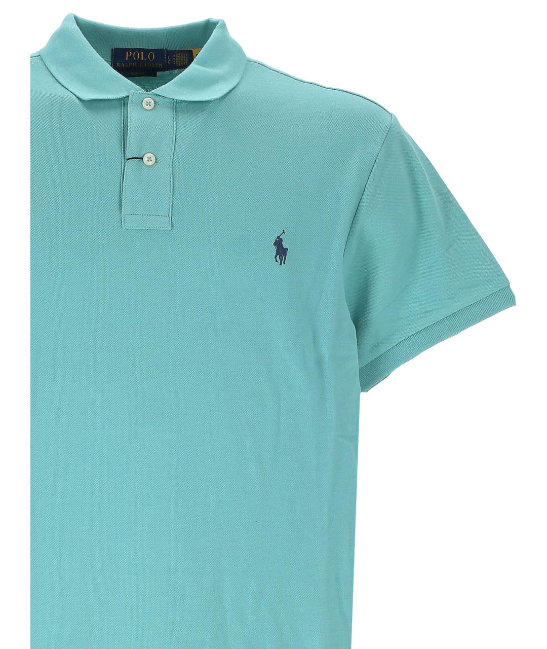 POLO RALPH LAUREN Бирюзовое хлопковое поло с коротким рукавом, фото 2