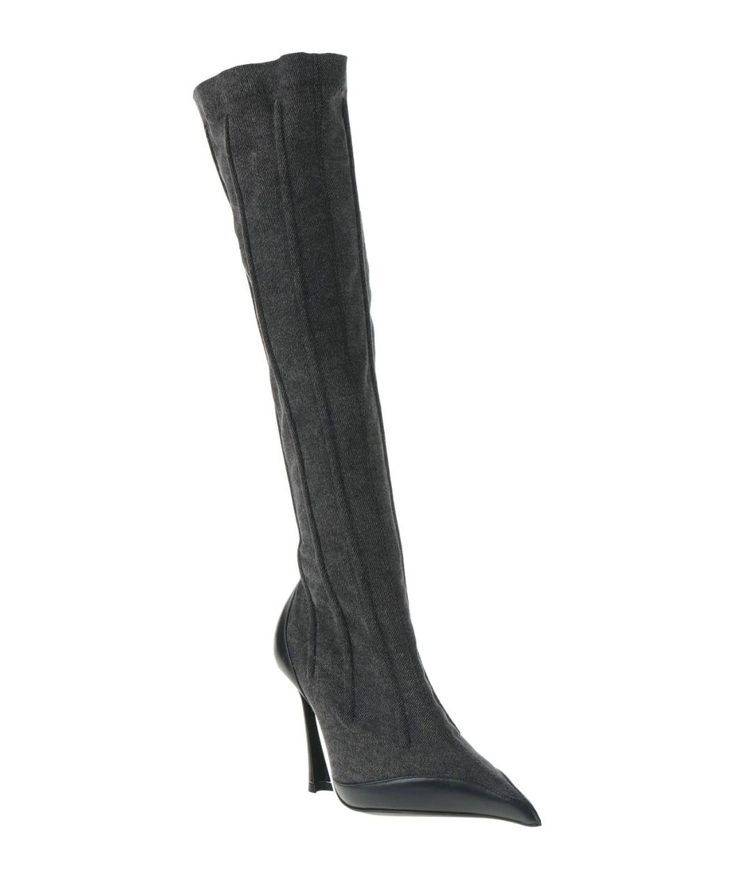 MUGLER Антрацитовые текстильные сапоги, фото 2