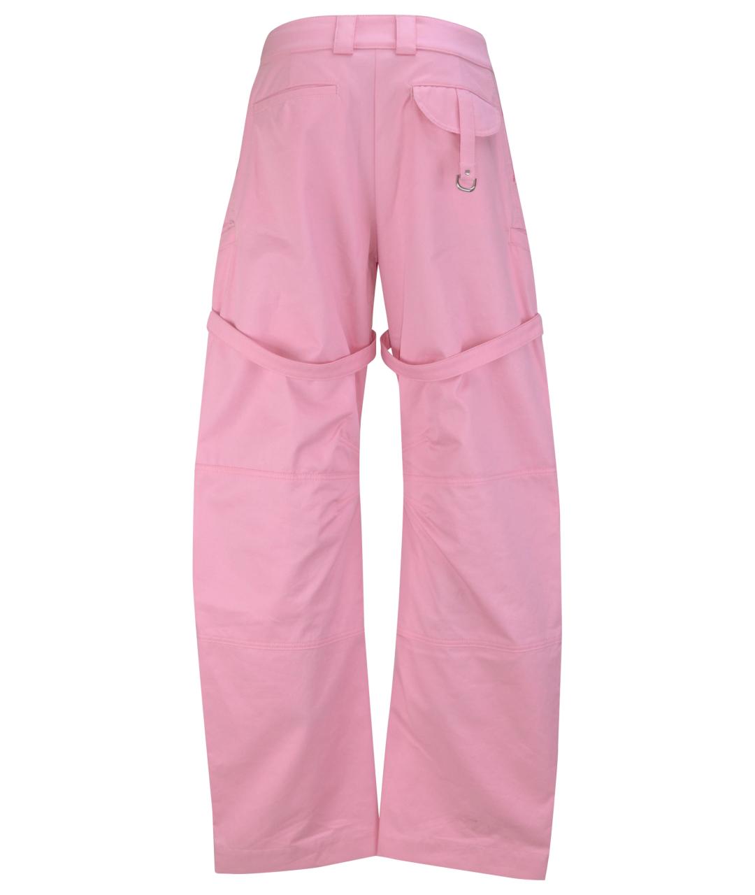 OFF-WHITE Розовые хлопковые прямые брюки, фото 3