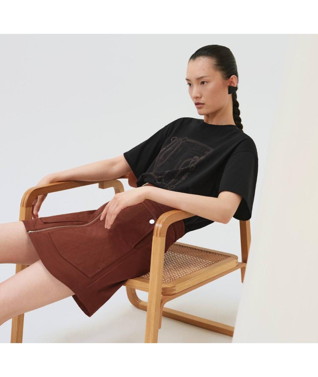 HERMES Черная хлопковая футболка, фото 2