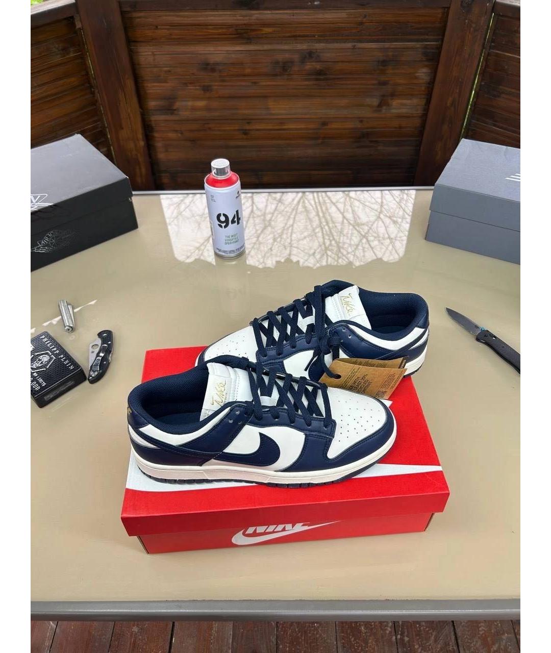 NIKE Темно-синие кожаные низкие кроссовки / кеды, фото 2
