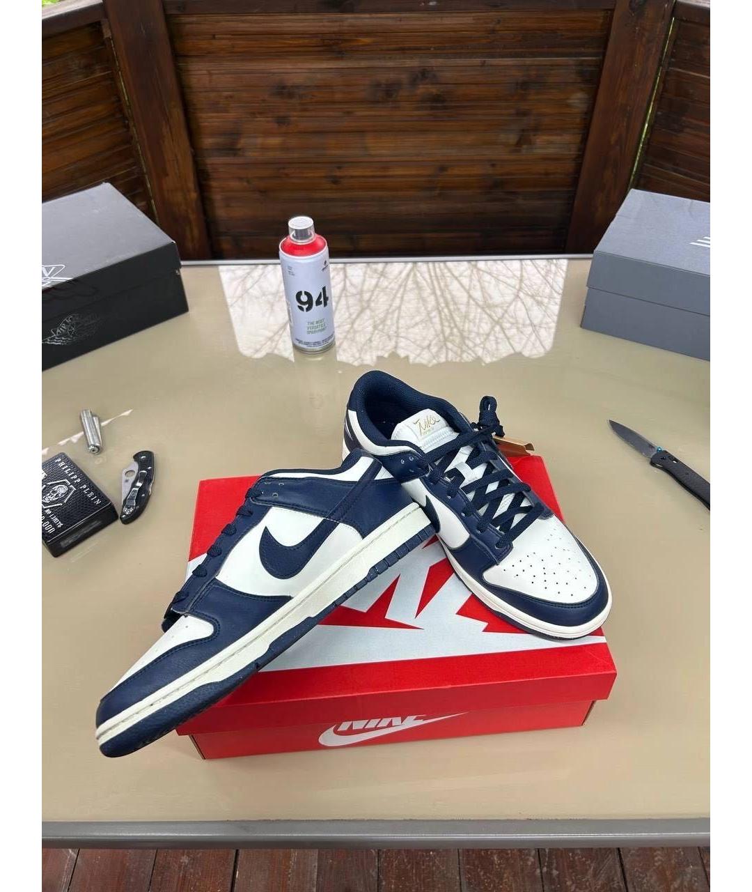 NIKE Темно-синие кожаные низкие кроссовки / кеды, фото 4