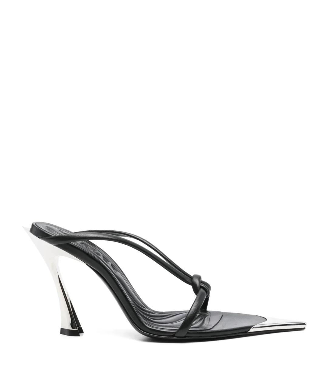 MUGLER Черные кожаные мюли, фото 10