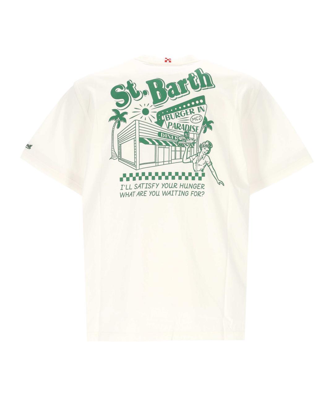 MC2 SAINT BARTH Бежевая хлопковая футболка, фото 3