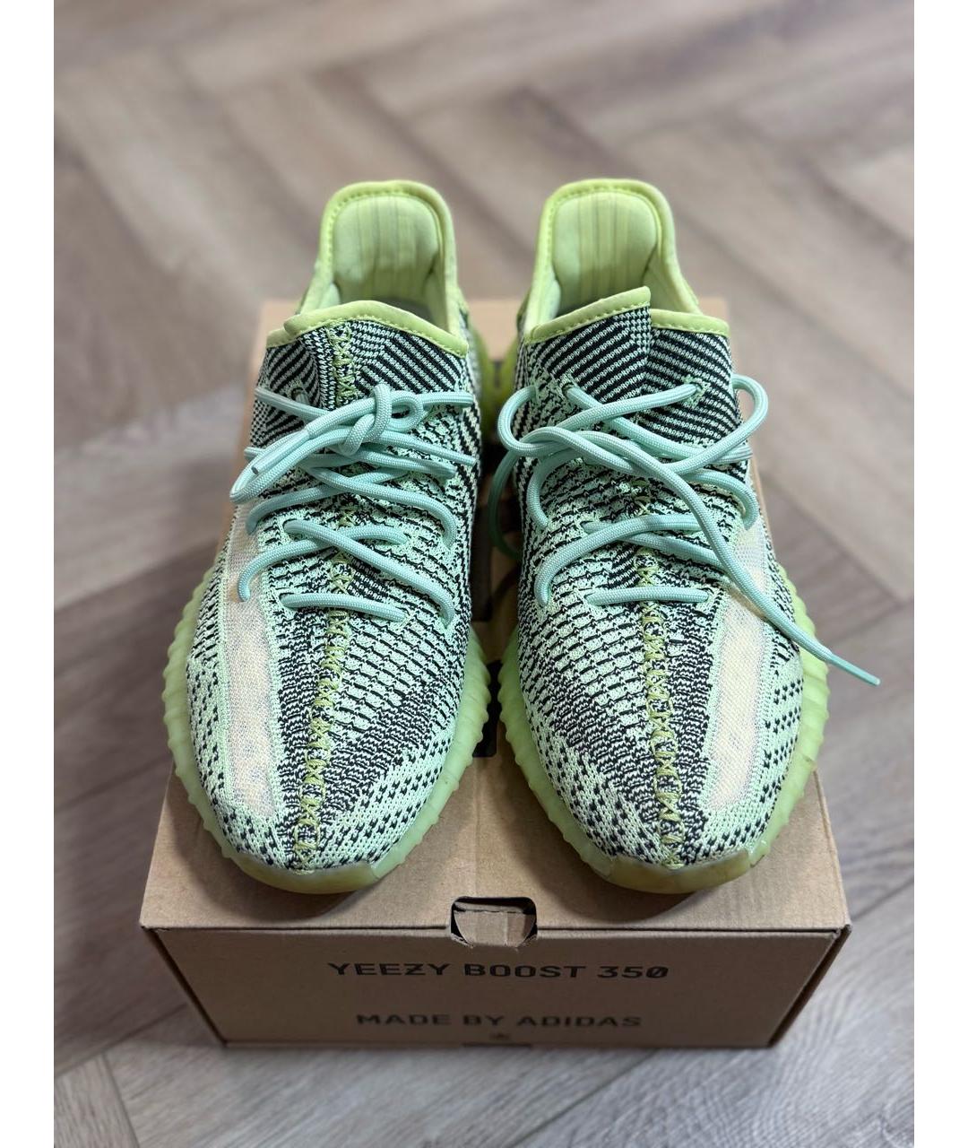 ADIDAS YEEZY Зеленые текстильные низкие кроссовки / кеды, фото 2