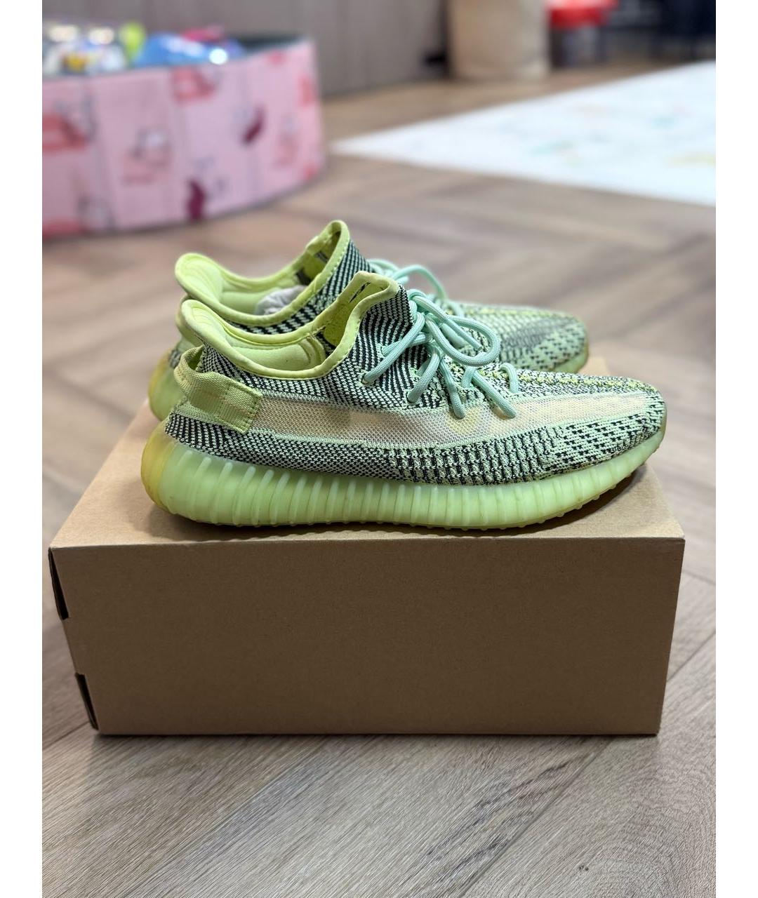 ADIDAS YEEZY Зеленые текстильные низкие кроссовки / кеды, фото 6