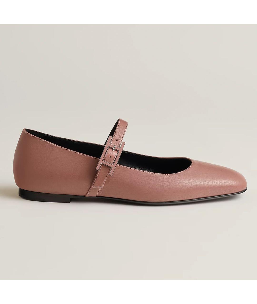 HERMES Розовые кожаные балетки, фото 6
