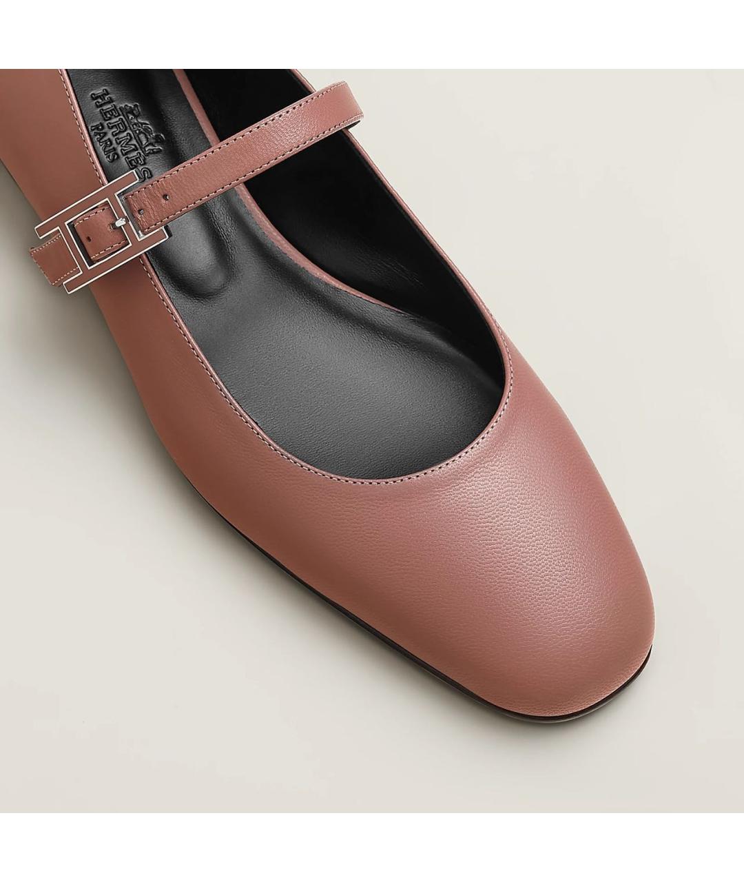 HERMES Розовые кожаные балетки, фото 5