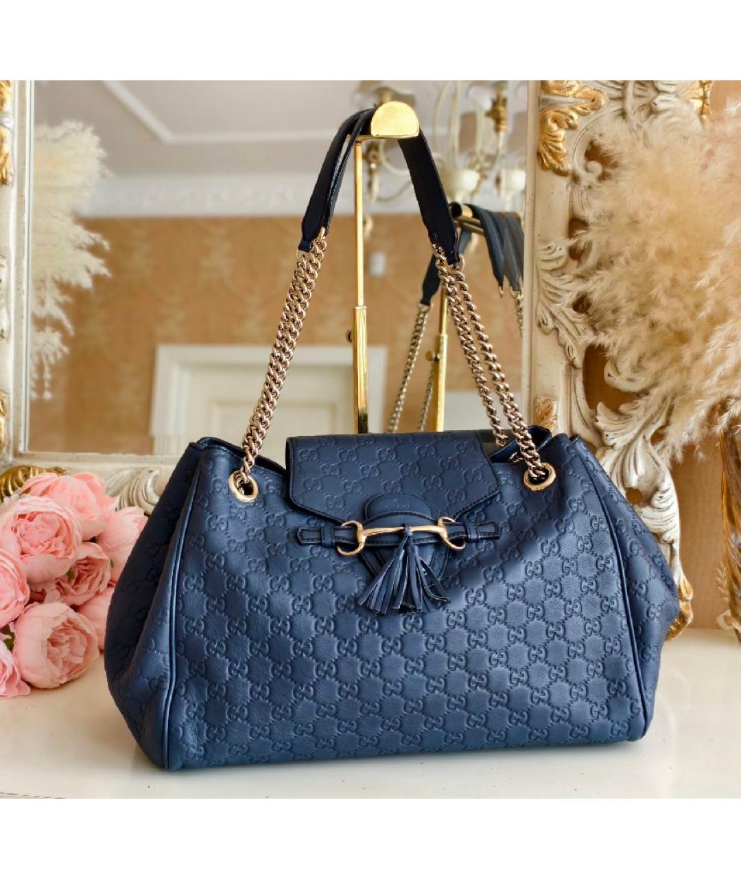 GUCCI Темно-синяя кожаная сумка через плечо, фото 2