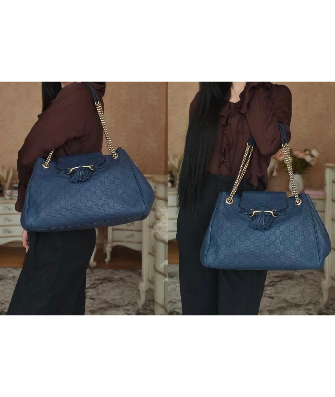 GUCCI Темно-синяя кожаная сумка через плечо, фото 4