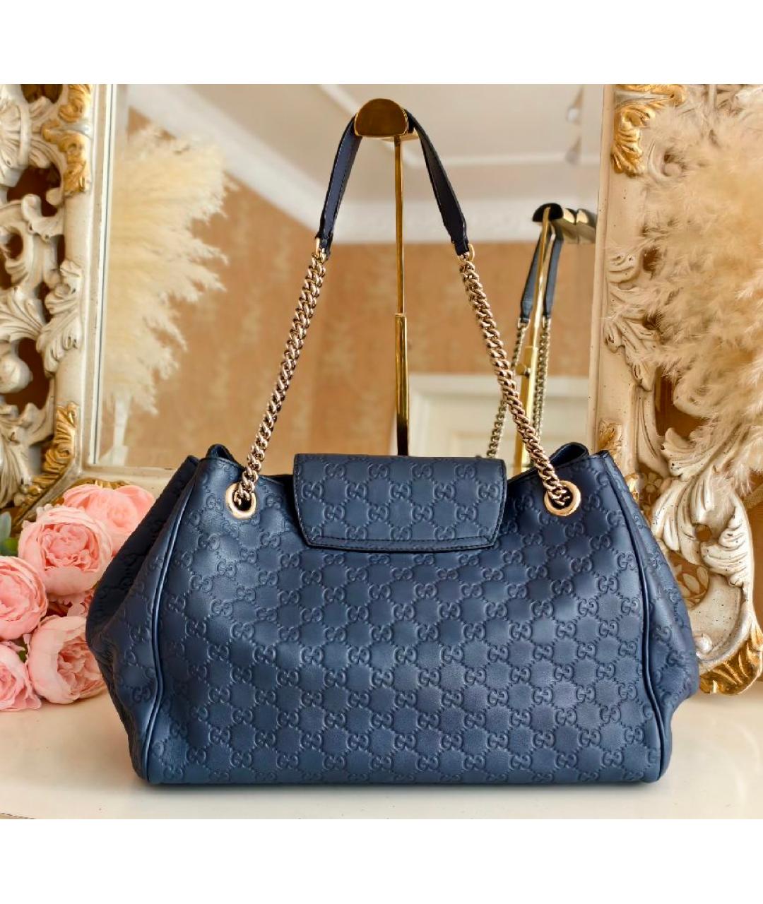 GUCCI Темно-синяя кожаная сумка через плечо, фото 3
