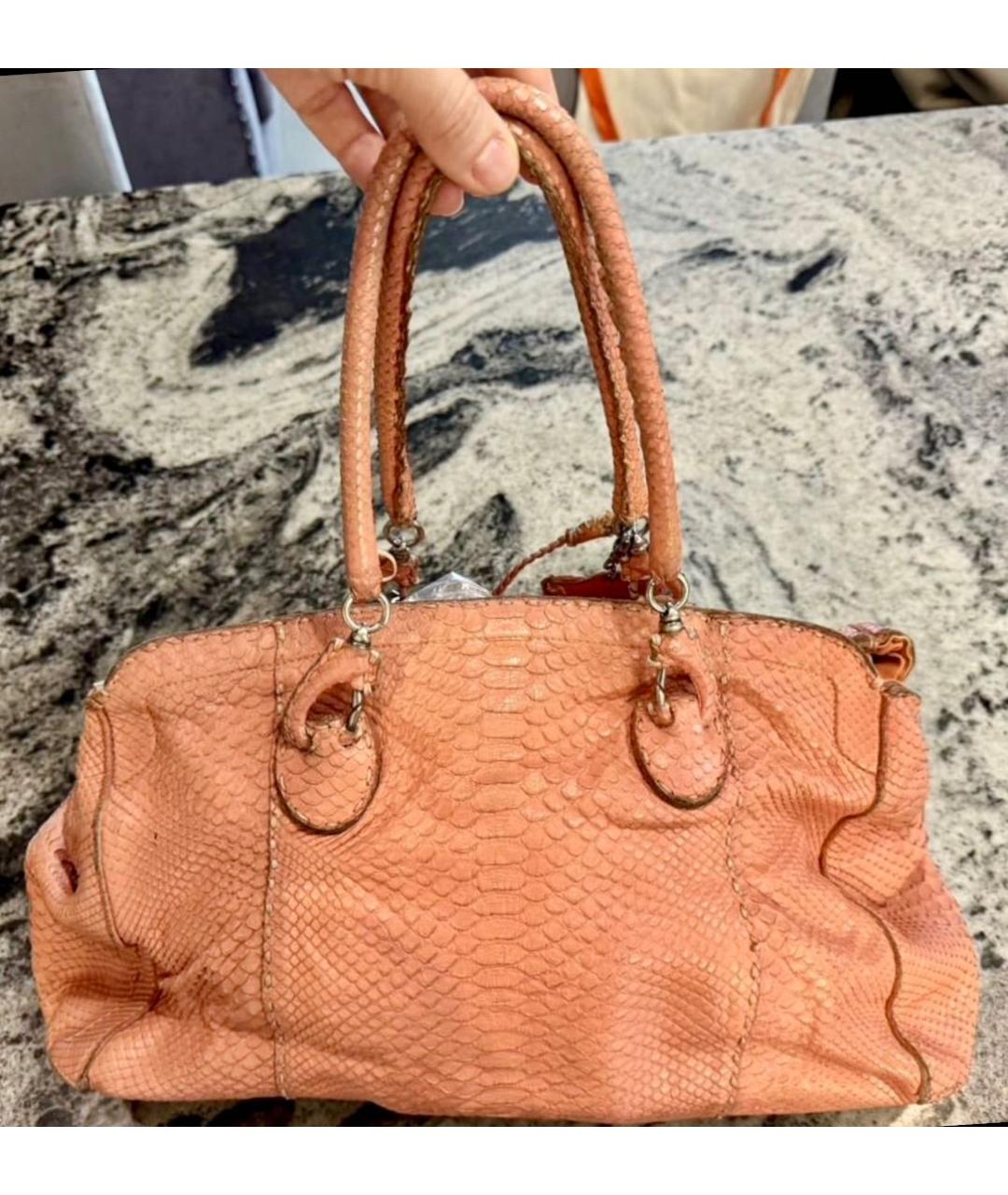 ERMANNO SCERVINO Коралловая сумка с короткими ручками из экзотической кожи, фото 3