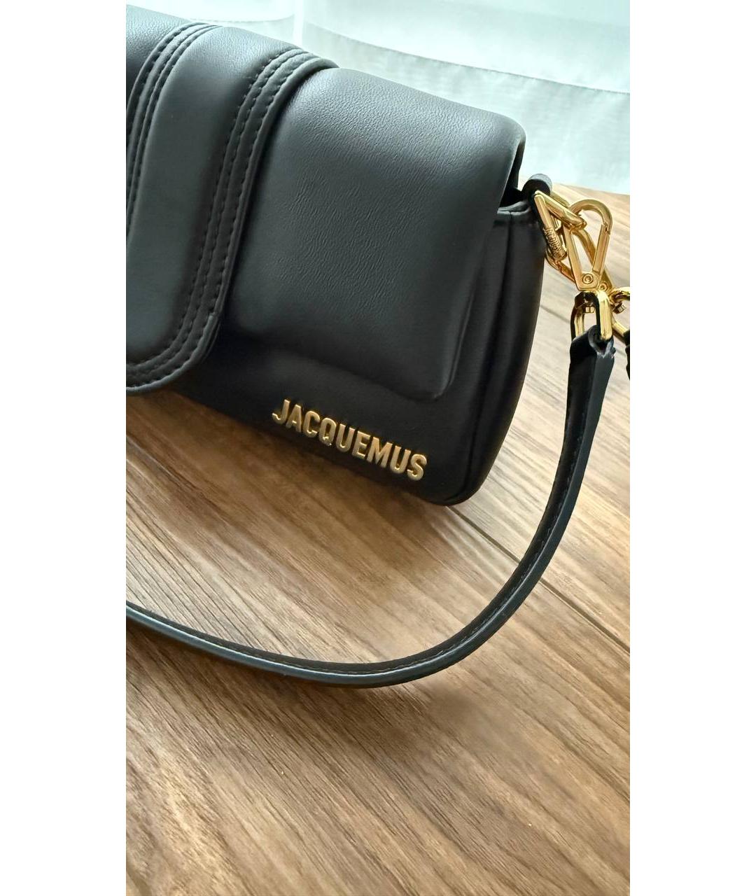 JACQUEMUS Черная кожаная сумка с короткими ручками, фото 3