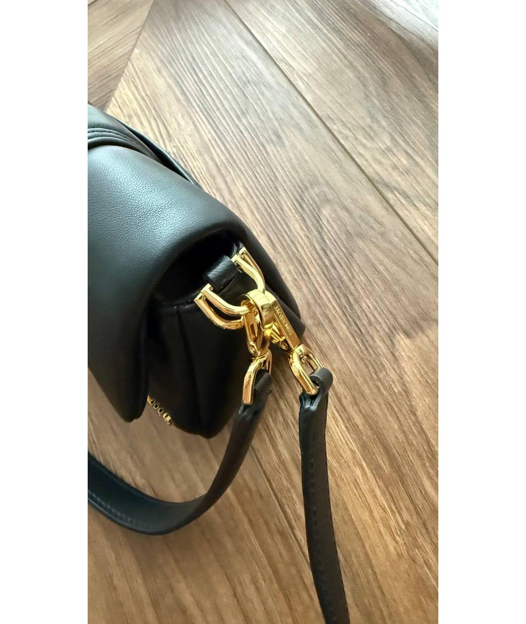JACQUEMUS Черная кожаная сумка с короткими ручками, фото 6