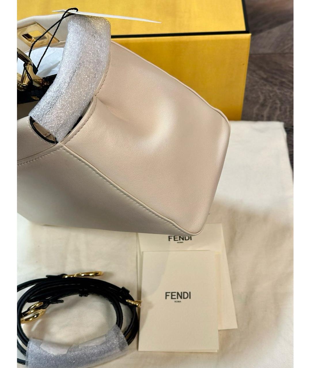 FENDI Бежевая кожаная сумка тоут, фото 7