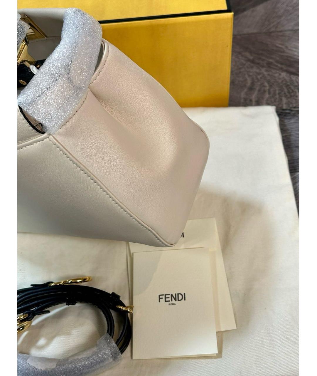 FENDI Бежевая кожаная сумка тоут, фото 6
