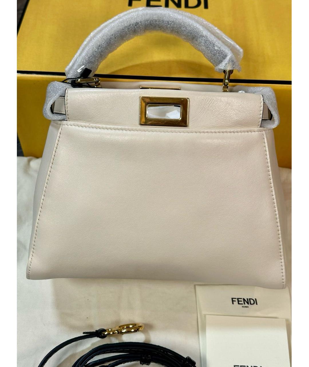FENDI Бежевая кожаная сумка тоут, фото 2