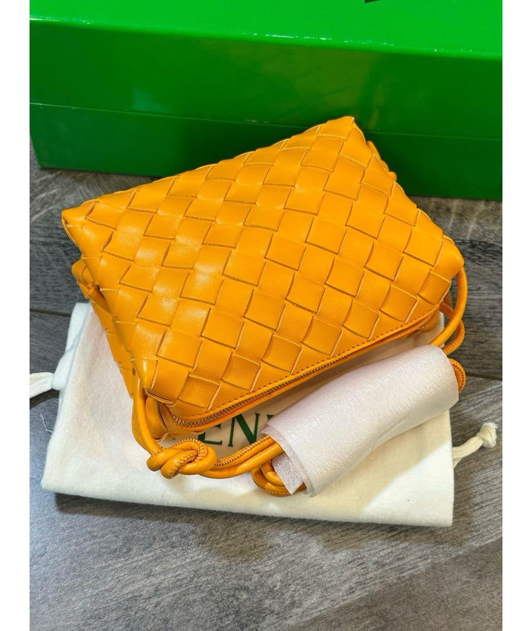 BOTTEGA VENETA Оранжевая кожаная сумка через плечо, фото 4