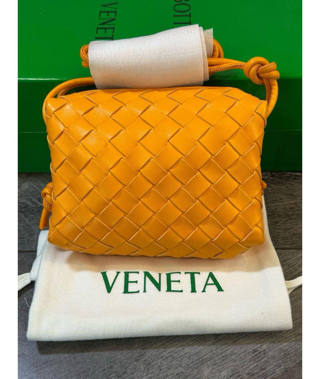 BOTTEGA VENETA Оранжевая кожаная сумка через плечо, фото 2