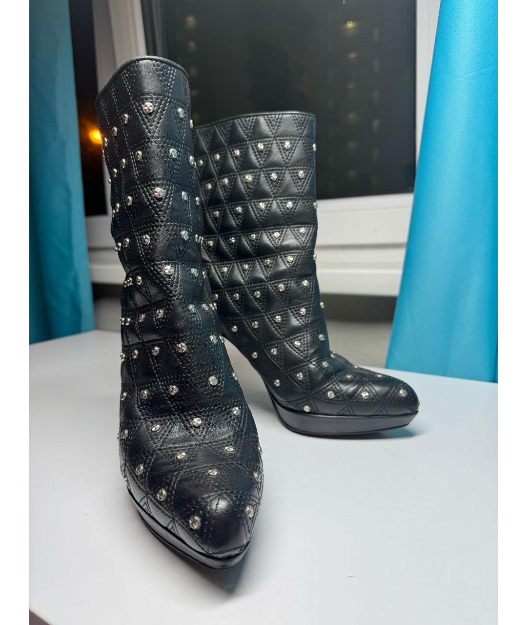 VERSACE Черные кожаные ботильоны, фото 2