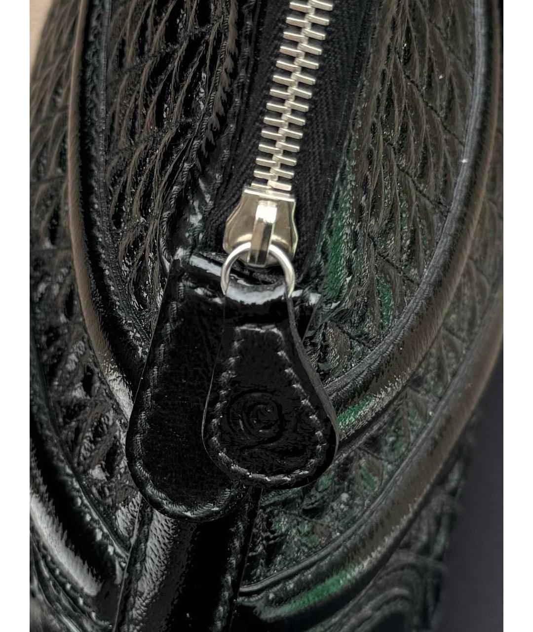 ALEXANDER MCQUEEN Черная сумка через плечо из лакированной кожи, фото 2