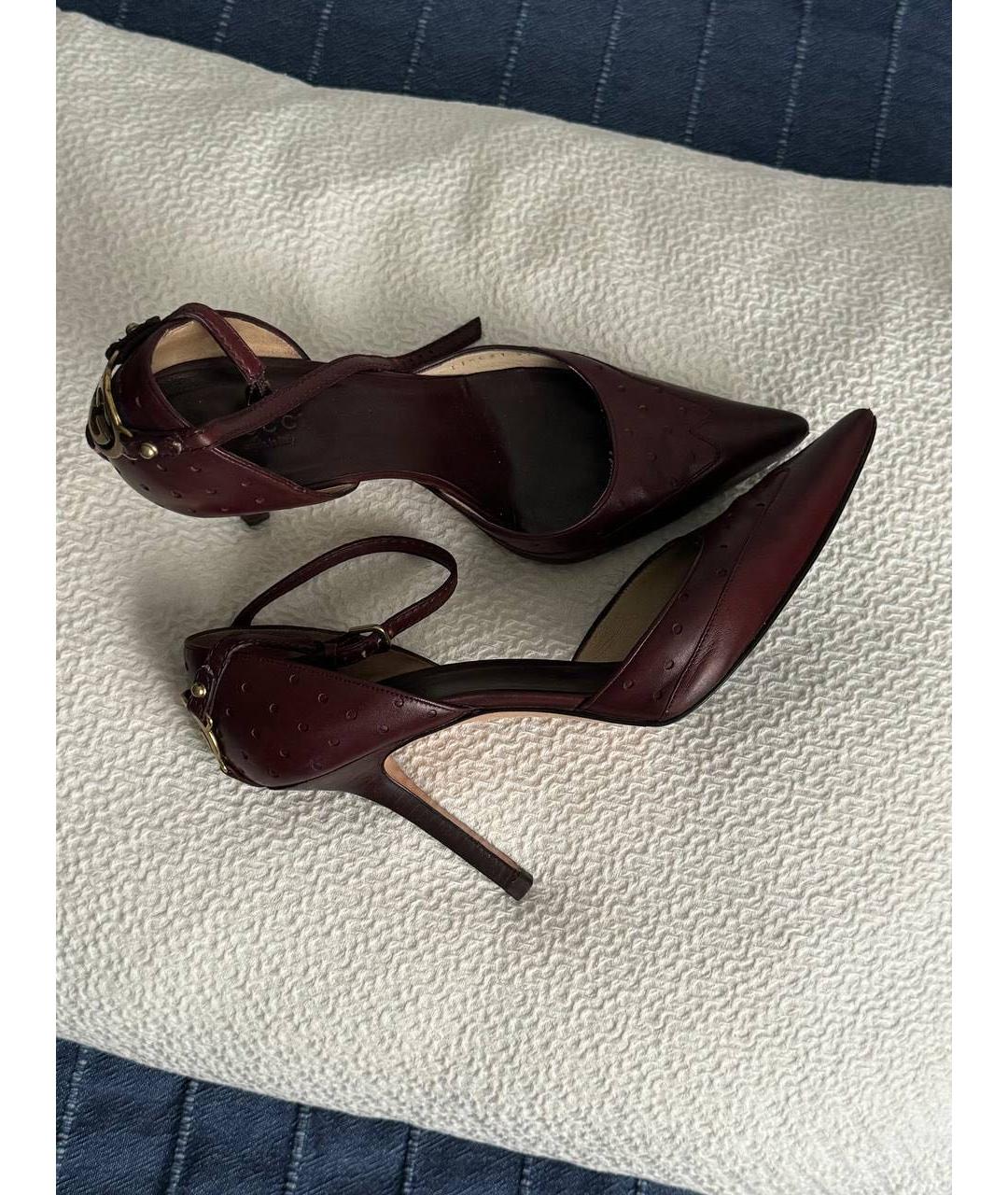 GUCCI Бордовые кожаные туфли, фото 6