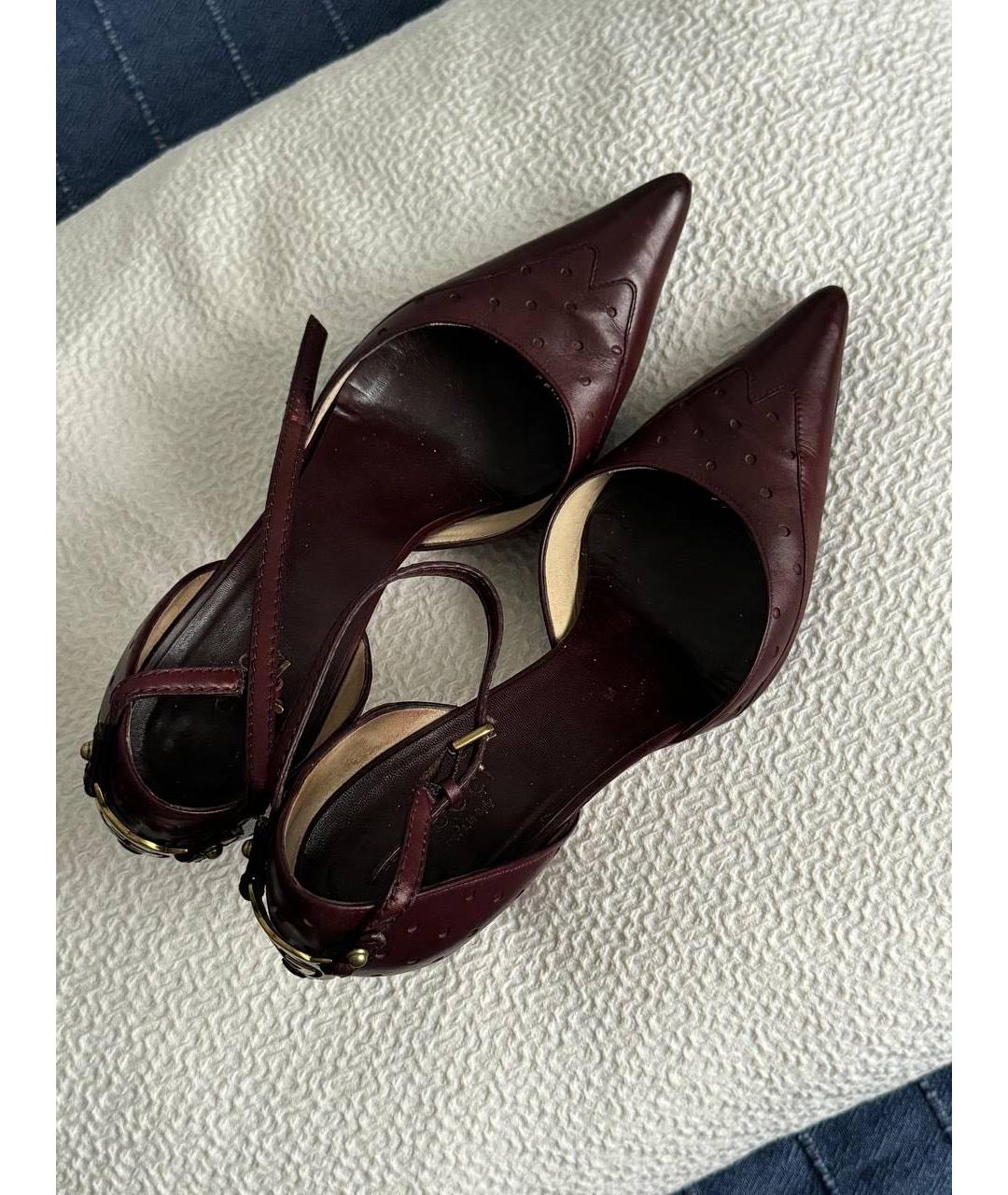 GUCCI Бордовые кожаные туфли, фото 2