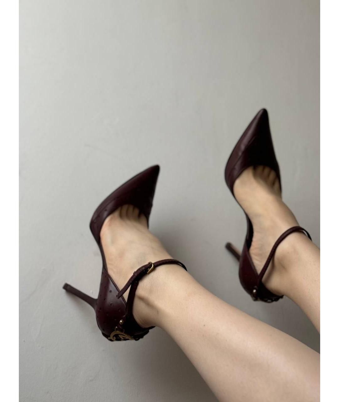 GUCCI Бордовые кожаные туфли, фото 4