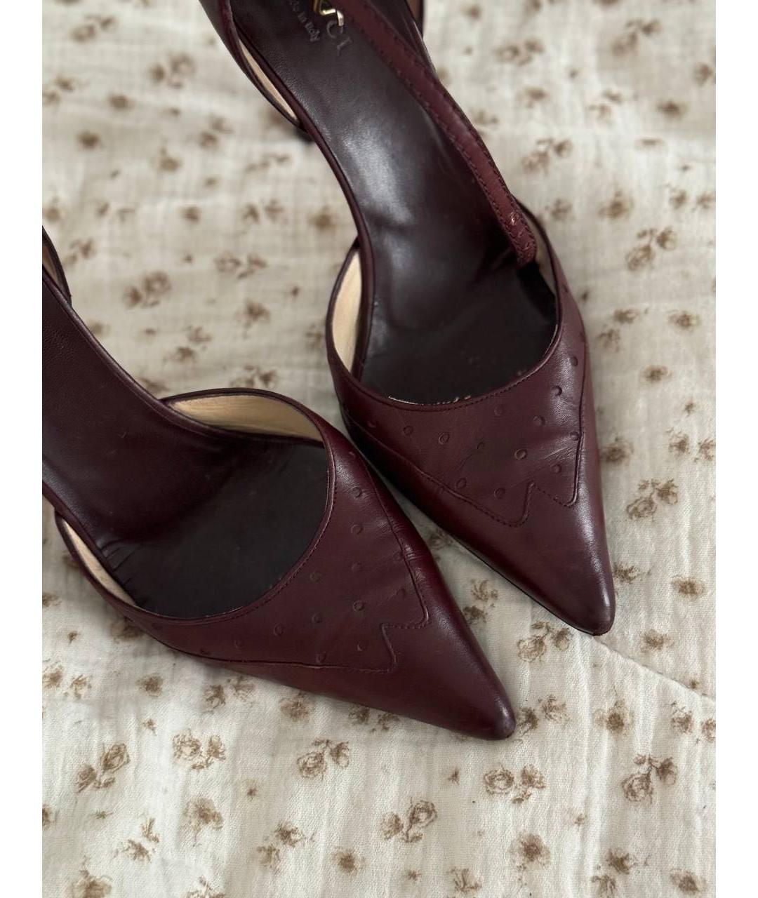 GUCCI Бордовые кожаные туфли, фото 5
