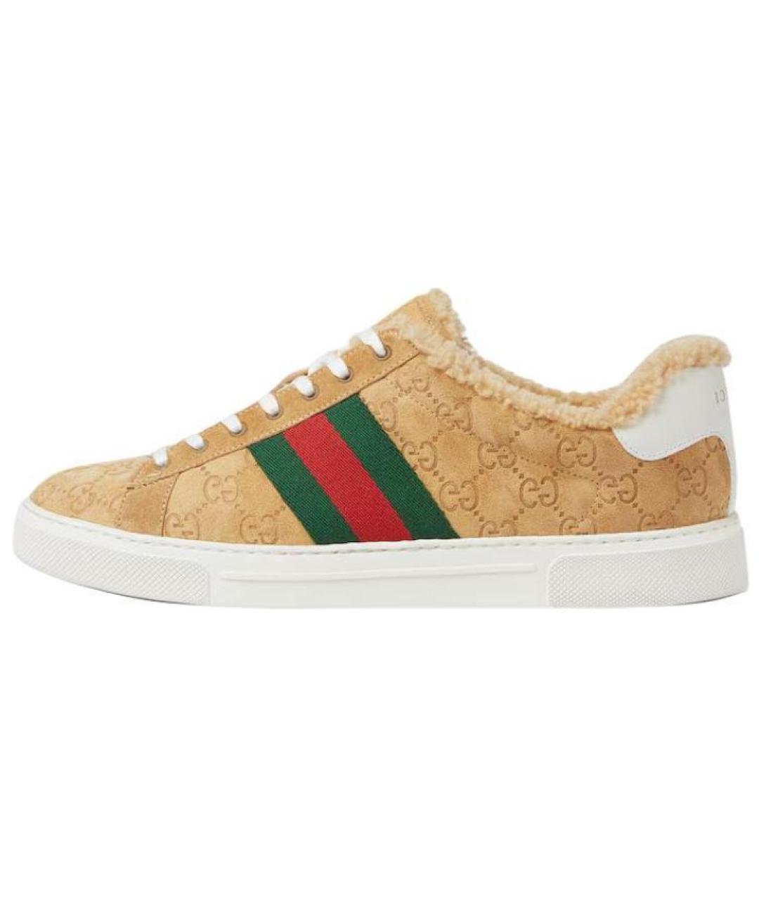 GUCCI Бежевые низкие кроссовки / кеды, фото 2