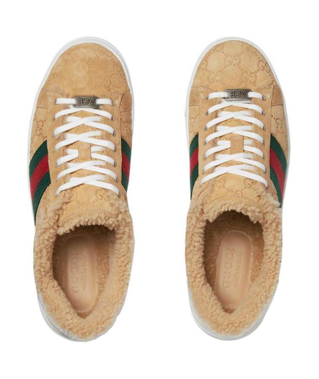 GUCCI Бежевые низкие кроссовки / кеды, фото 4