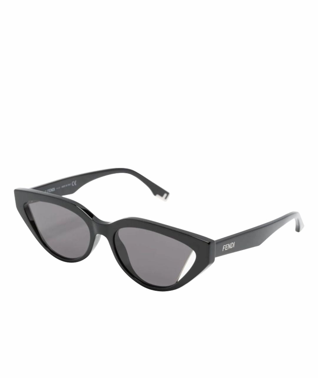 FENDI Черные пластиковые солнцезащитные очки, фото 1