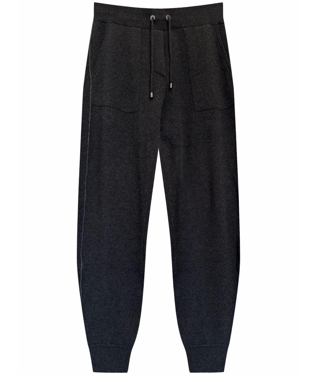 BRUNELLO CUCINELLI Антрацитовые кашемировые прямые брюки, фото 1