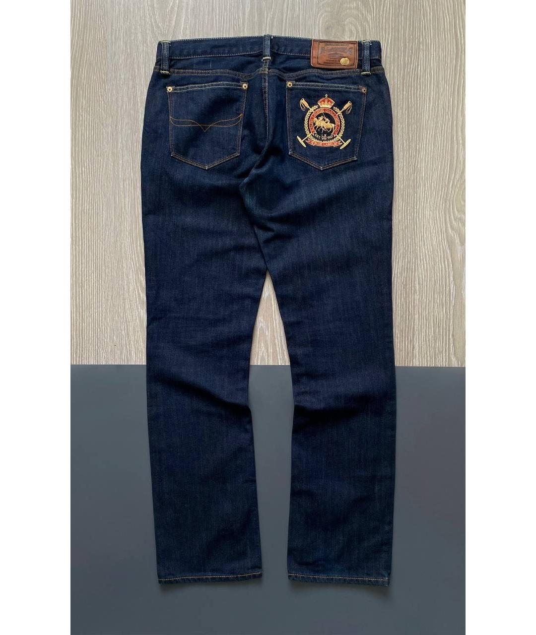 POLO RALPH LAUREN Синие хлопковые прямые джинсы, фото 2