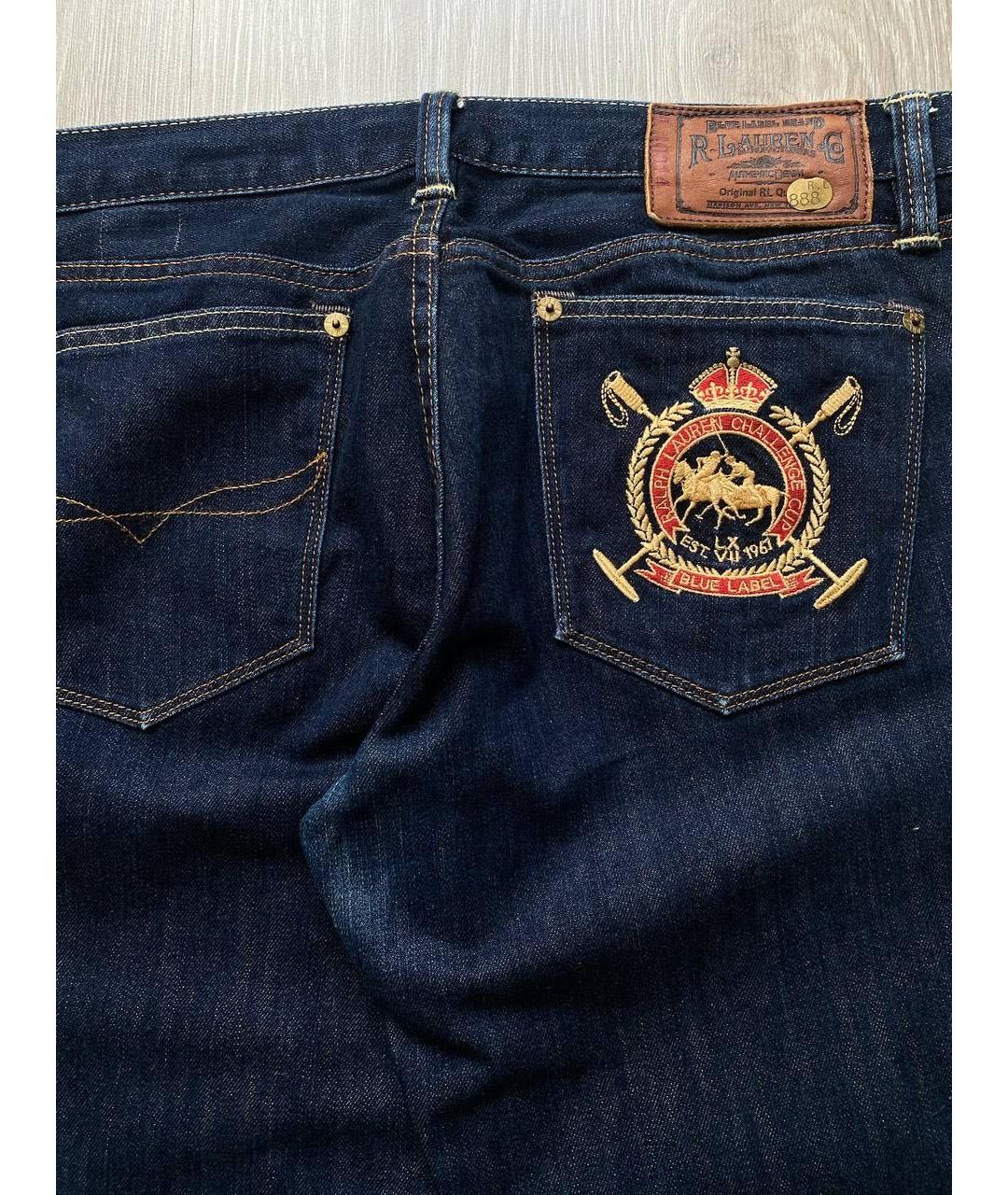 POLO RALPH LAUREN Синие хлопковые прямые джинсы, фото 3