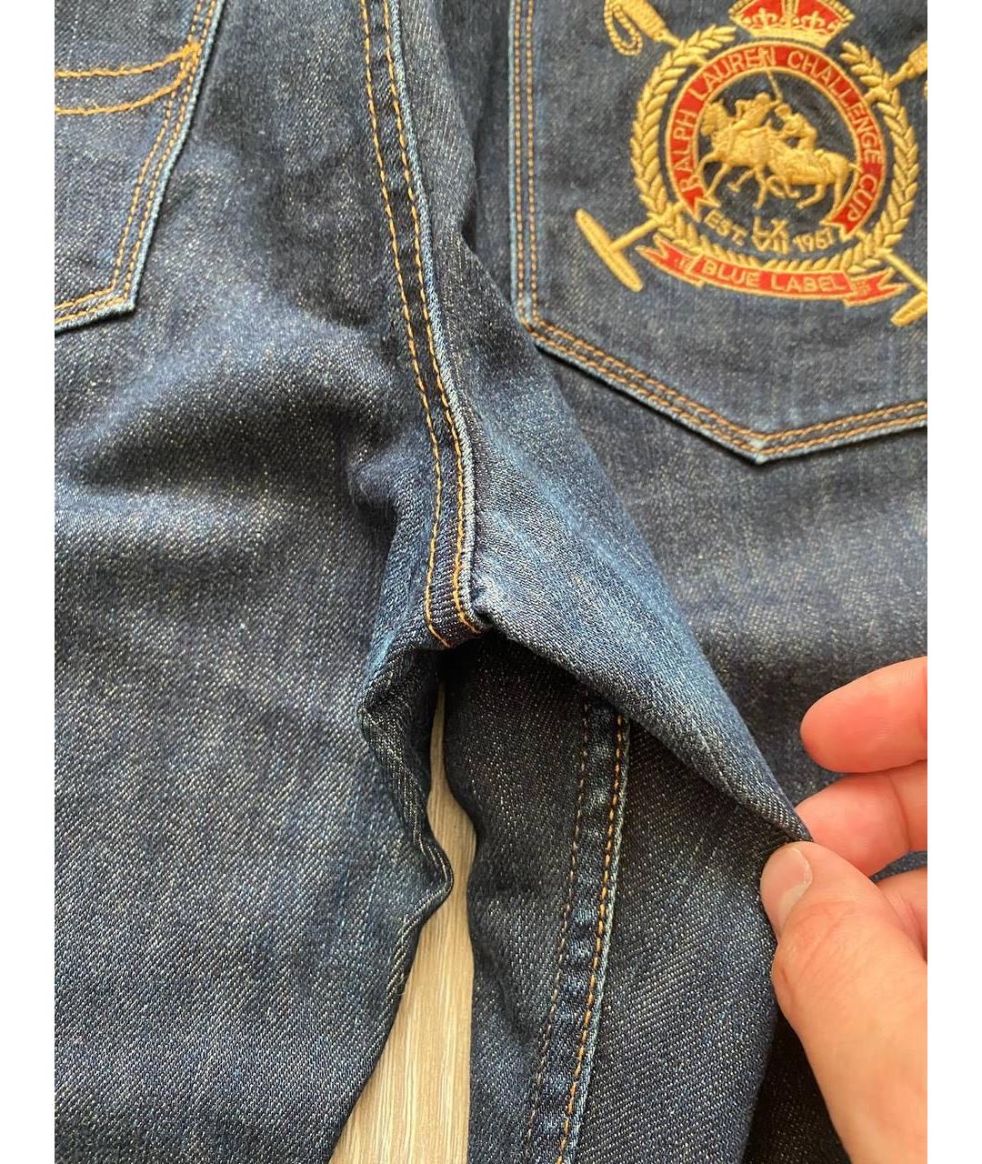 POLO RALPH LAUREN Синие хлопковые прямые джинсы, фото 4
