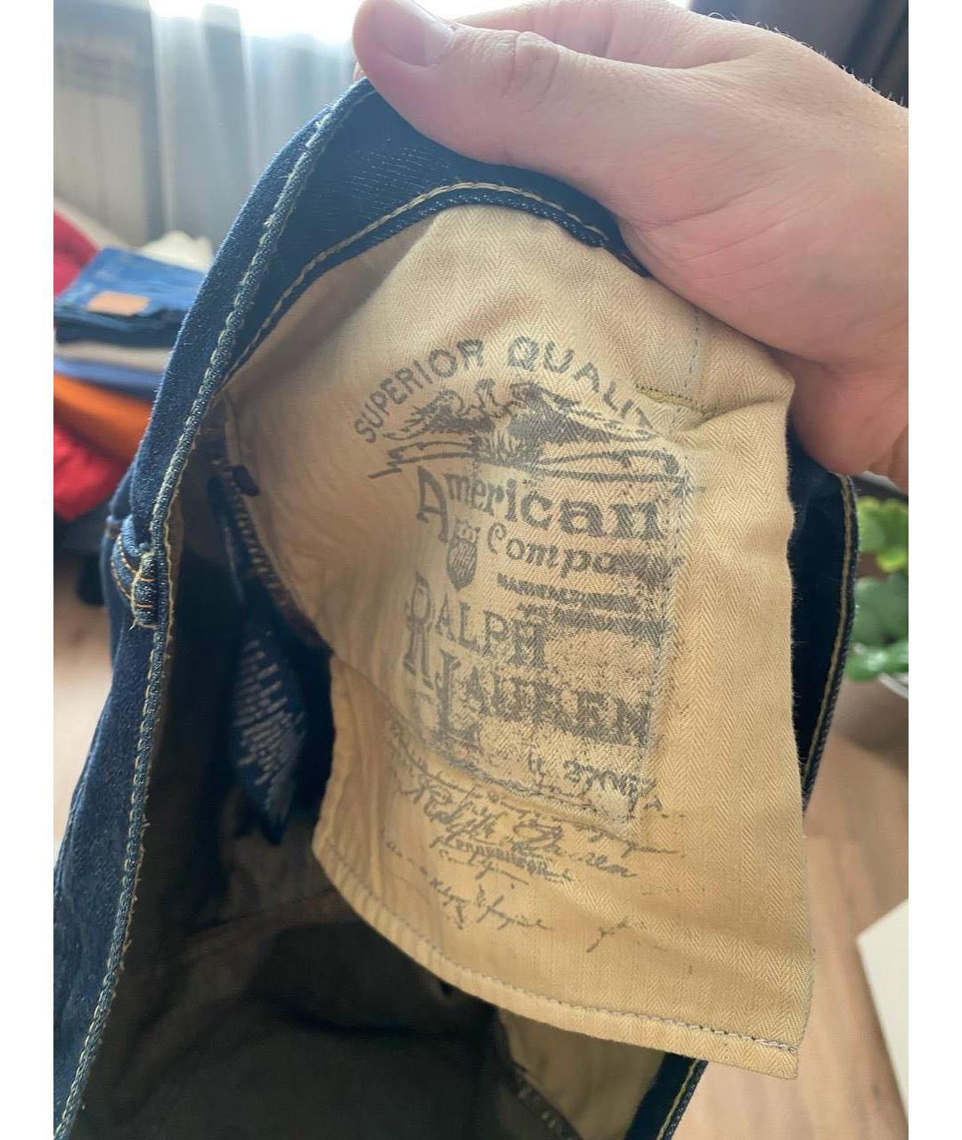 POLO RALPH LAUREN Синие хлопковые прямые джинсы, фото 8