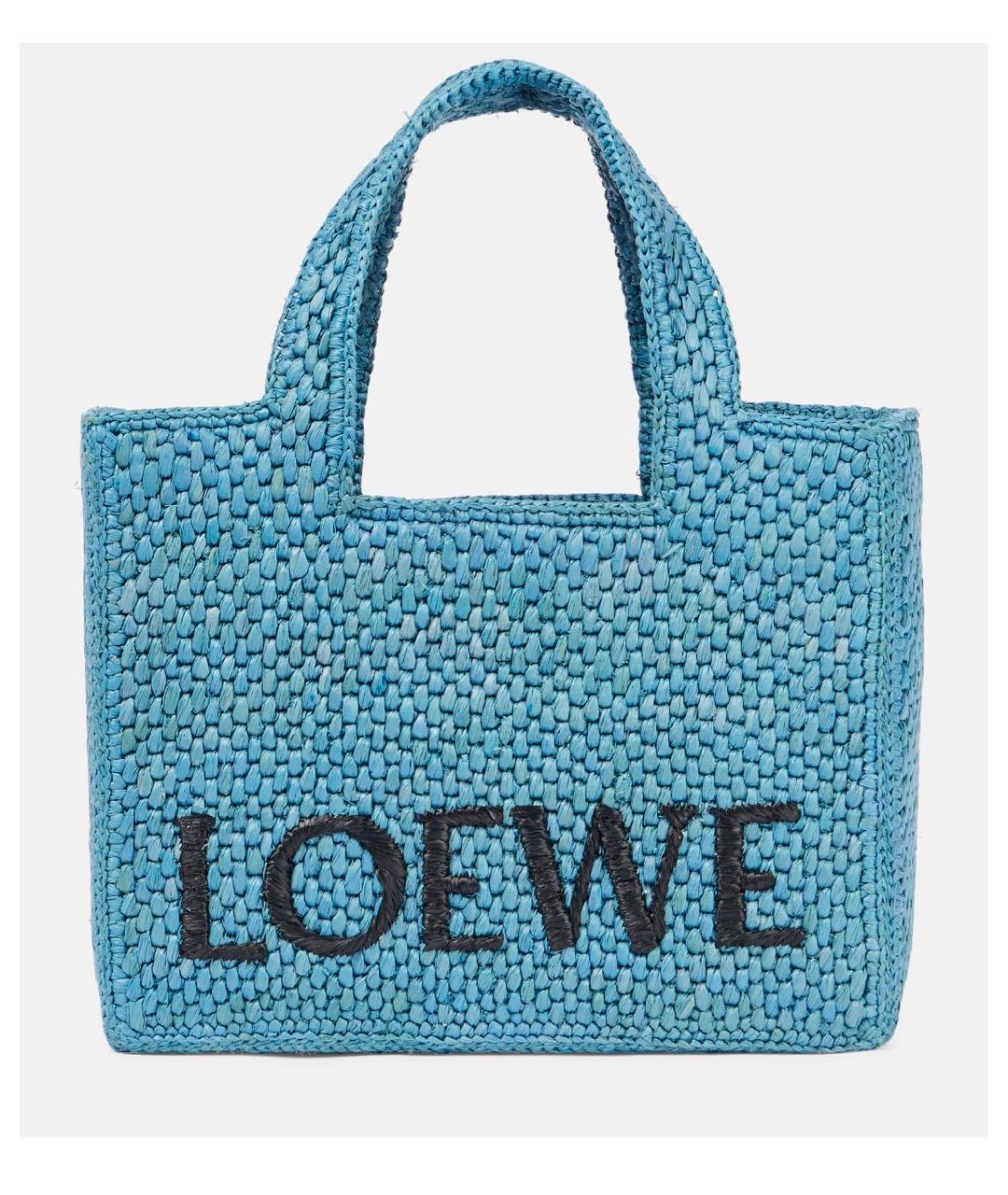 LOEWE Синяя пелетеная пляжная сумка, фото 3