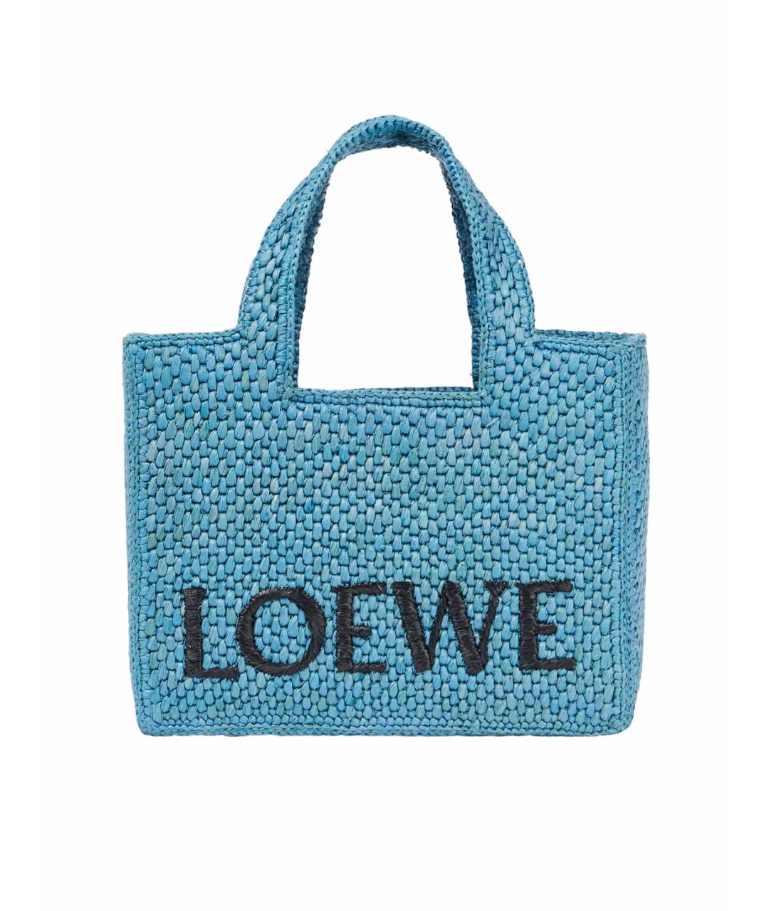 LOEWE Синяя пелетеная пляжная сумка, фото 1