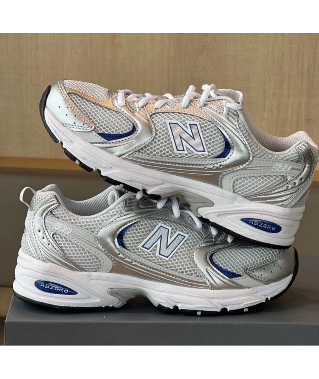 NEW BALANCE Серебряные текстильные низкие кроссовки / кеды, фото 7
