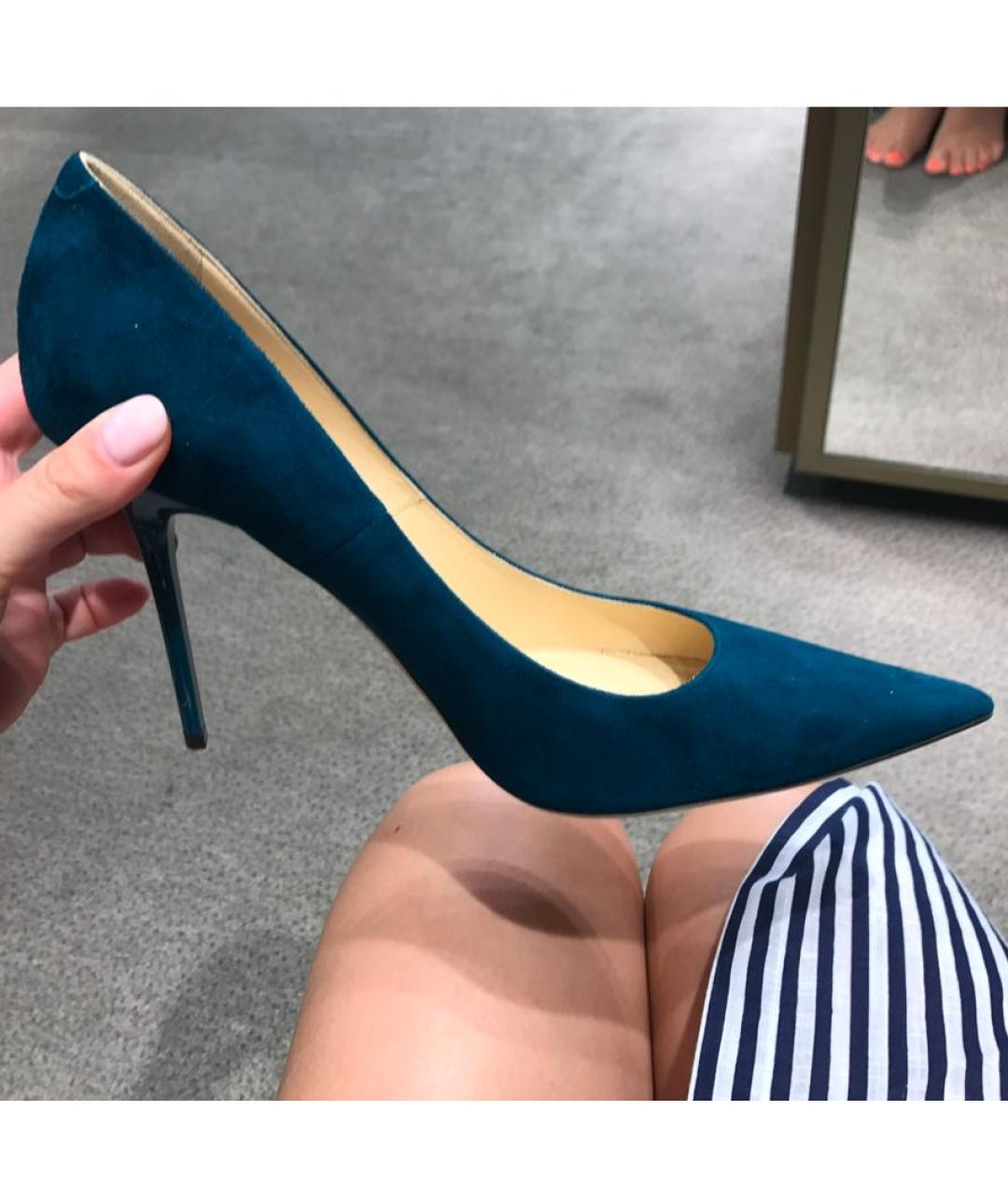 JIMMY CHOO Бирюзовые замшевые туфли, фото 3