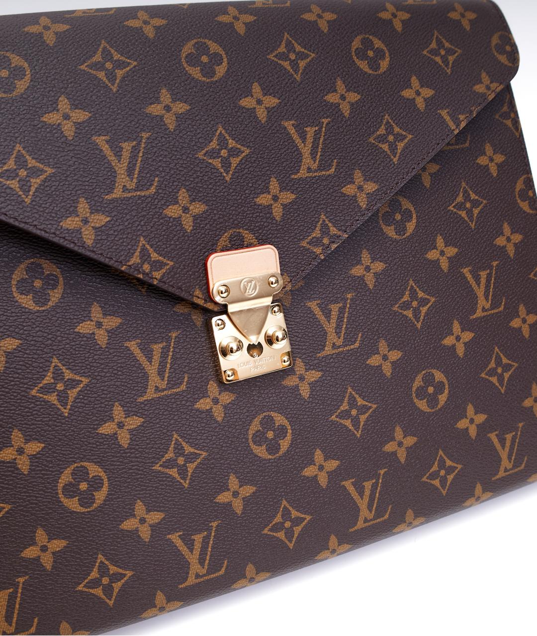 LOUIS VUITTON Коричневая кожаная папка для документов, фото 3