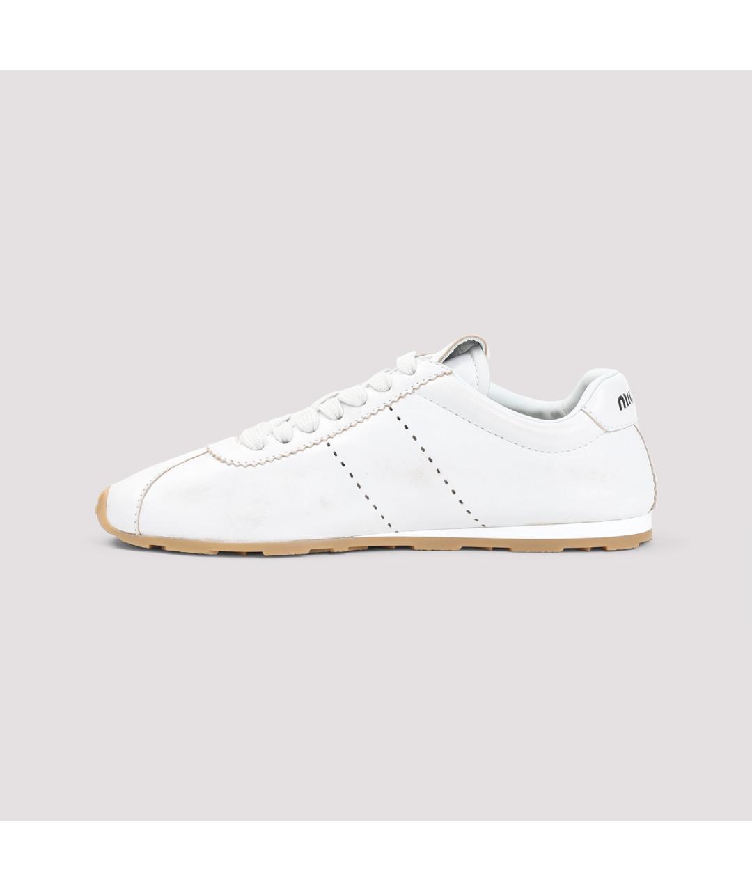 MIU MIU Белые кожаные кроссовки, фото 2