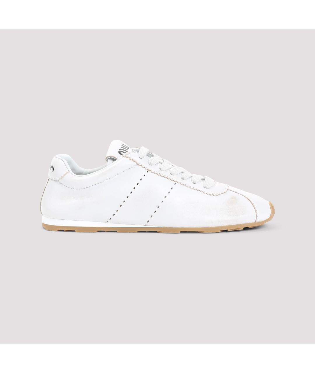 MIU MIU Белые кожаные кроссовки, фото 4