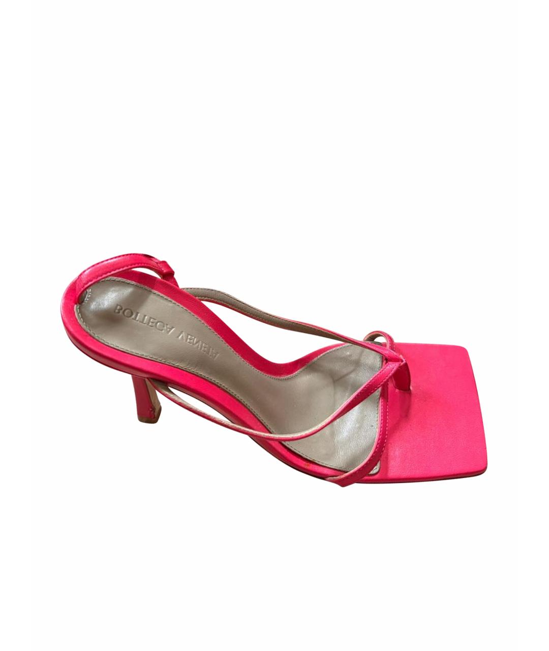 BOTTEGA VENETA Фуксия кожаные босоножки, фото 1