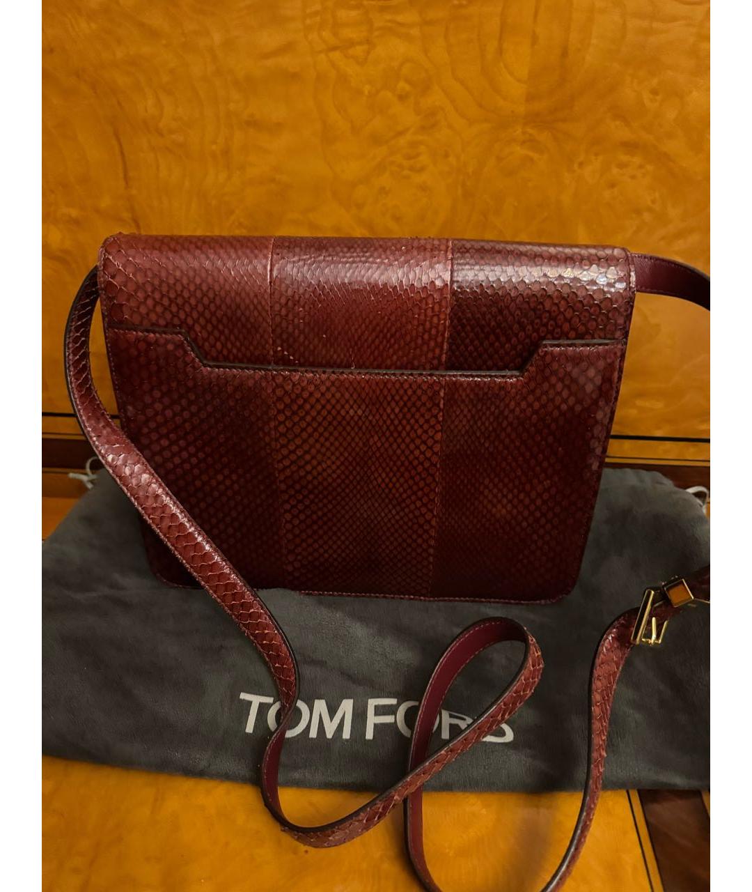 TOM FORD Бордовая кожаная сумка через плечо, фото 2