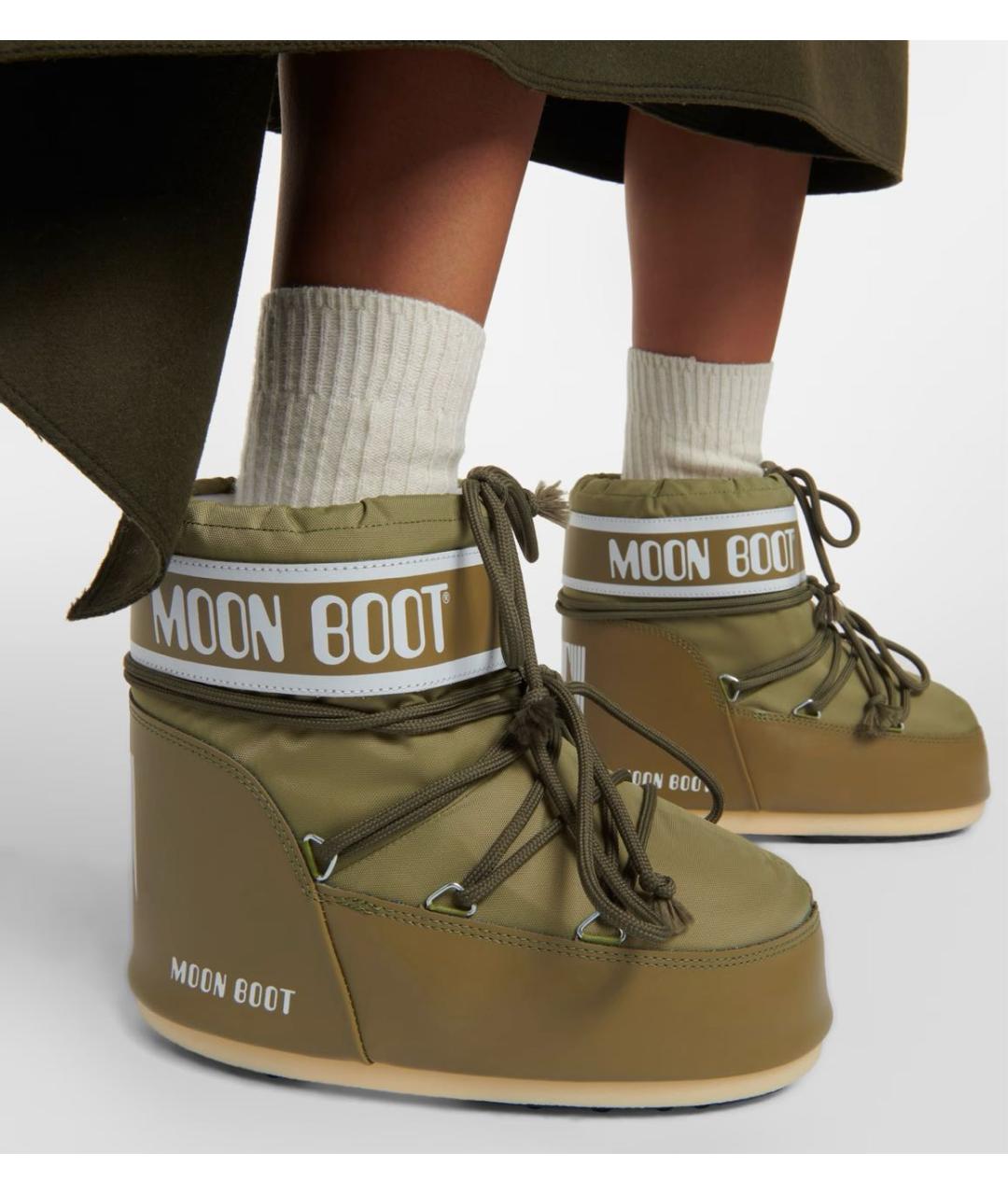 MOON BOOT Хаки текстильные сапоги, фото 5