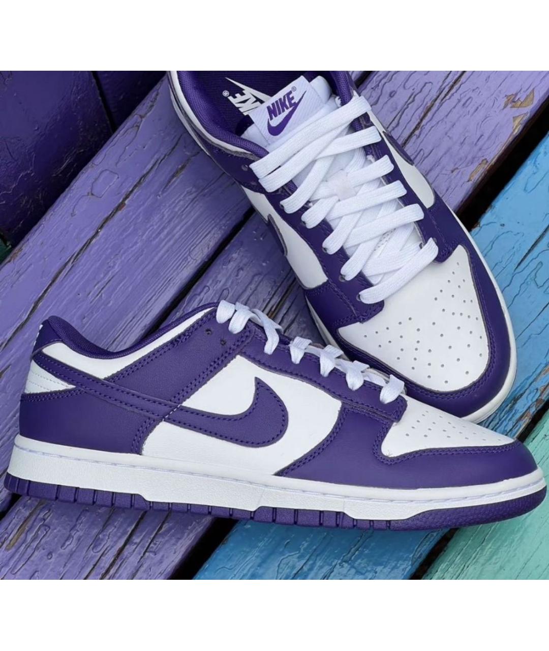 NIKE Фиолетовые кожаные низкие кроссовки / кеды, фото 5